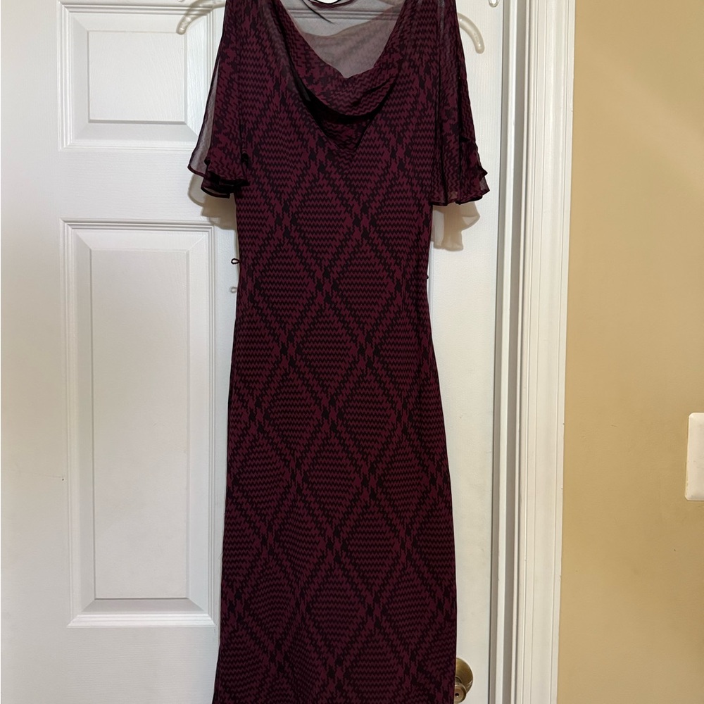 Express Maroon Long Sleeve Dress